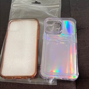 # 0819+ 2 set of Iridescent and Glamorous Silver Phone Case Set. Fit IPhone 12